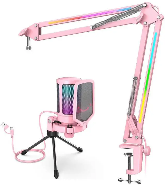 Main image of Deuninker USB Condenser Microphone & RGB Microphone Boom Arm Bundle, Gaming PC Mic with Quick Mute, Metal Suspension Mic Stand with Adapter for Streaming, Podcasting-A6VP+BM38P