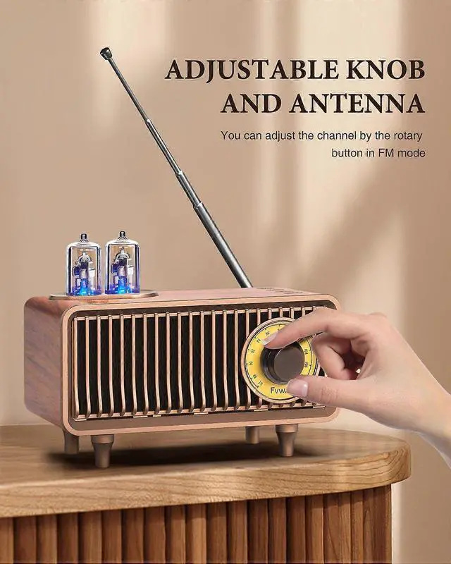 Alt view image 5 of 5 - Ecocleanpath Retro Bluetooth Speaker with FM Radio, 5W Sound, 1500mAh Battery, TF/AUX/USB, Portable Vintage Decor