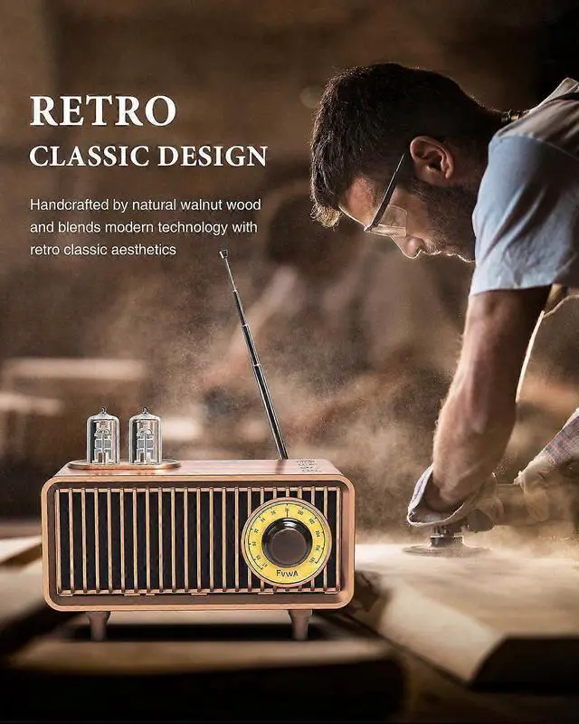 Alt view image 4 of 5 - Ecocleanpath Retro Bluetooth Speaker with FM Radio, 5W Sound, 1500mAh Battery, TF/AUX/USB, Portable Vintage Decor