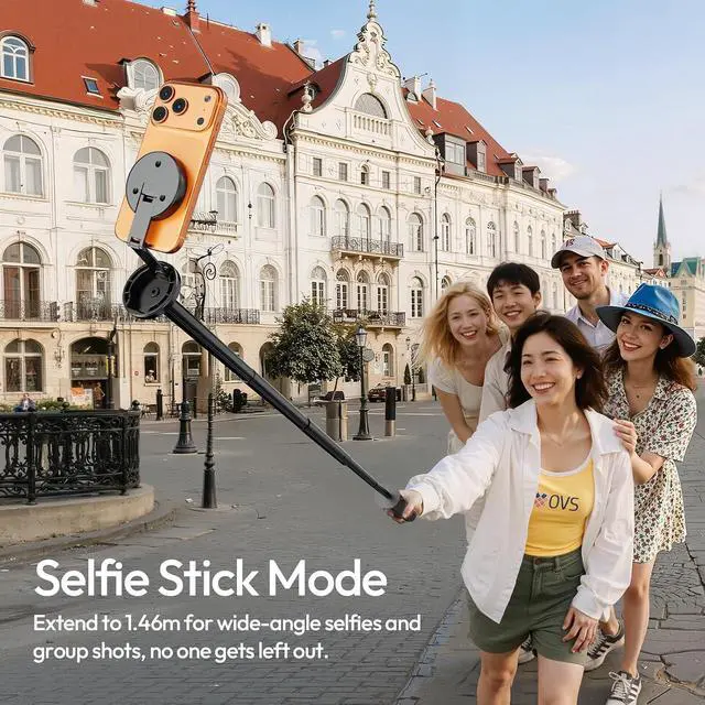 Alt view image 4 of 7 - DeuninkerMagnetic Phone Tripod, MT85 Auto Open Tripod for Magsafe with Enhanced 4-Leg, 60'' Selfie Stick Extendable Phone Stand, Content Creator Essentials for iPhone 17/16/15/14/13/12 Black