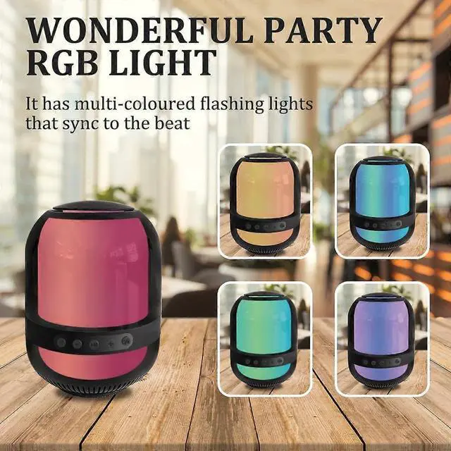 Alt view image 4 of 5 - Deuninker TWS Portable Speaker with 8 RGB Light Modes, Built-in Mic, 8H Playtime for Home & Outdoor (Black)