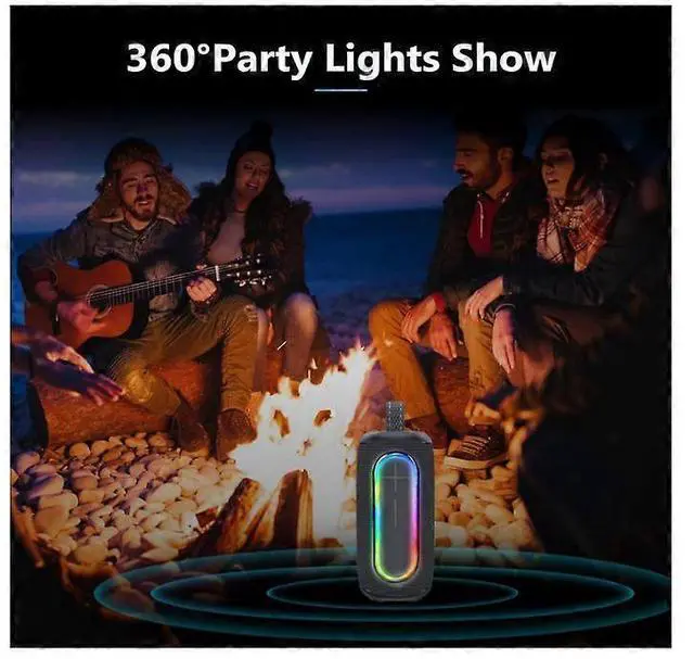 Alt view image 5 of 5 - Deuninker 40W Loud Bluetooth Speaker with RGB Lights, IPX7 Waterproof, Built-in Mic, Deep Bass Portable Wireless (Black)