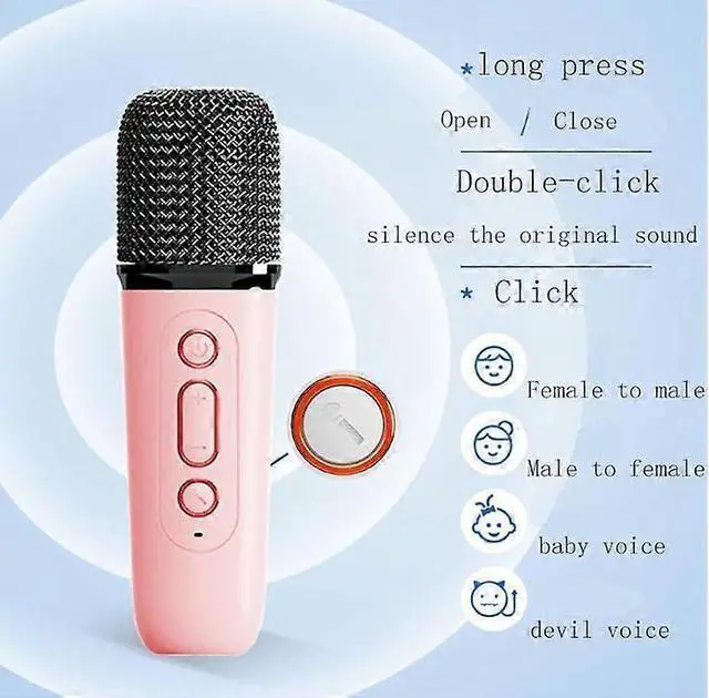 Alt view image 4 of 5 - Deuninker Portable Bluetooth Karaoke Speaker with LED Lights & 2 Wireless Mics | 120dB Sound, 10H Playtime, Pink