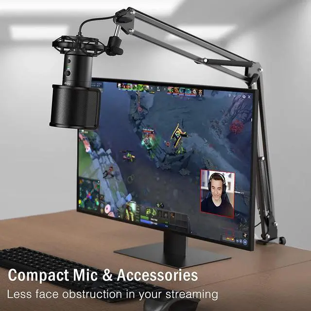 Alt view image 7 of 7 - Deuninker USB Gaming Streaming Microphone Kit for PC Computer, Condenser Mic Set with Arm Stand Mute Button & Gain, Mic Studio Bundle for Podcast Recording Twitch Discord YouTube Zoom, USB C & A -T683