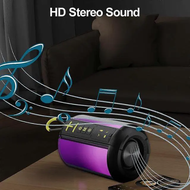 Alt view image 4 of 5 - Deuninker 8W Portable Bluetooth Speaker with RGB Lights, TWS Pairing & 24H Play for Party, Travel, Home