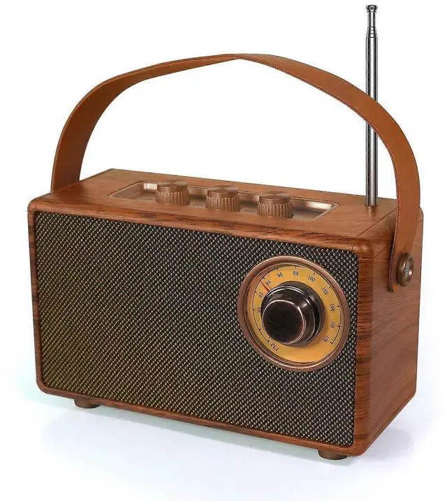 Main image of Deuninker Retro Bluetooth Speaker with FM Radio, 5W Portable MP3 Player, 1500mAh Battery, TF/AUX/USB Support