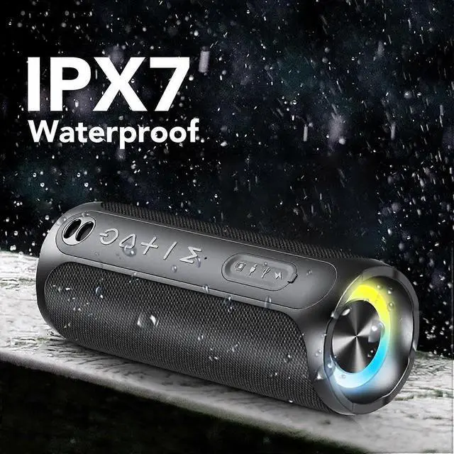 Alt view image 3 of 5 - Deuninker 20W Portable Bluetooth Speaker, IPX7 Waterproof, 24H Playtime, RGB Lights, Double Pairing, Bluetooth 5.3