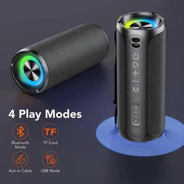 Alt view image 4 of 5 - Deuninker 20W Portable Bluetooth Speaker, IPX7 Waterproof, 24H Playtime, RGB Lights, Double Pairing, Bluetooth 5.3