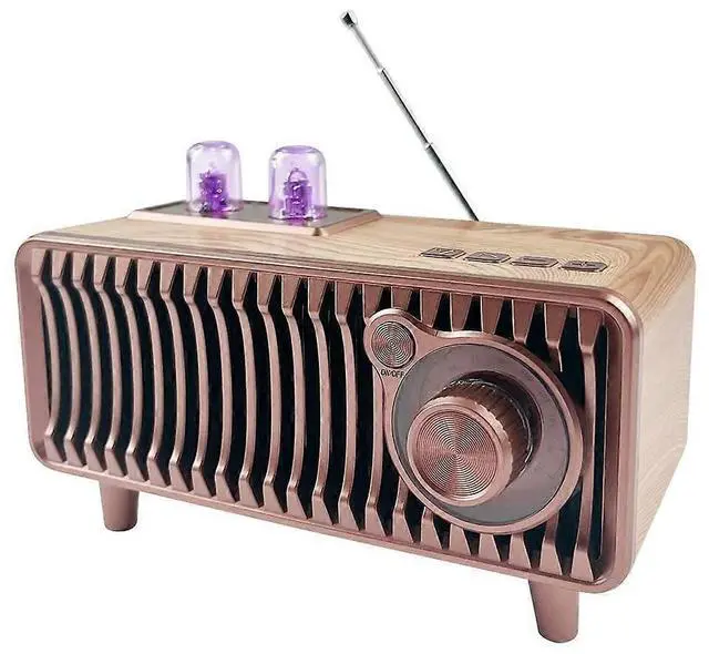 Main image of Deuninker Retro Bluetooth Speaker Radio, Walnut Wood Vintage FM Stereo, 20W Dual Speakers, USB/TF/Aux Input