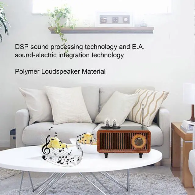 Alt view image 2 of 5 - Deuninker Retro Bluetooth Speaker with Radio & Light, Vintage Wireless Speaker for Home Office Outdoor (Black)