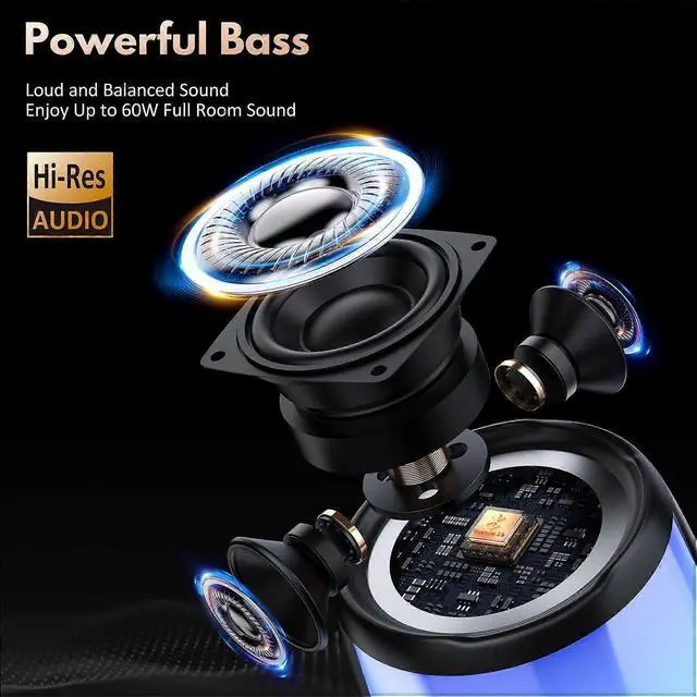 Alt view image 2 of 5 - Ecocleanpath Waterproof Bluetooth Speaker with Colorful Lights, 12H Play, TWS Pairing, HD Bass for Outdoor Party