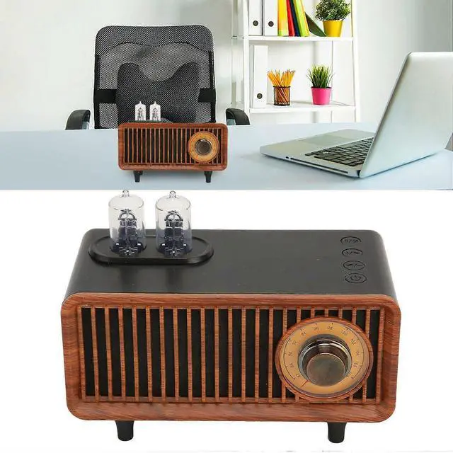 Alt view image 3 of 5 - Deuninker Retro Bluetooth Speaker with Radio & Light, Vintage Wireless Speaker for Home Office Outdoor (Black)