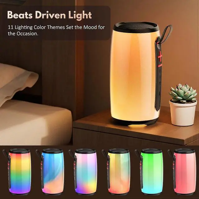 Alt view image 4 of 5 - Ecocleanpath Waterproof Bluetooth Speaker with Colorful Lights, 12H Play, TWS Pairing, HD Bass for Outdoor Party