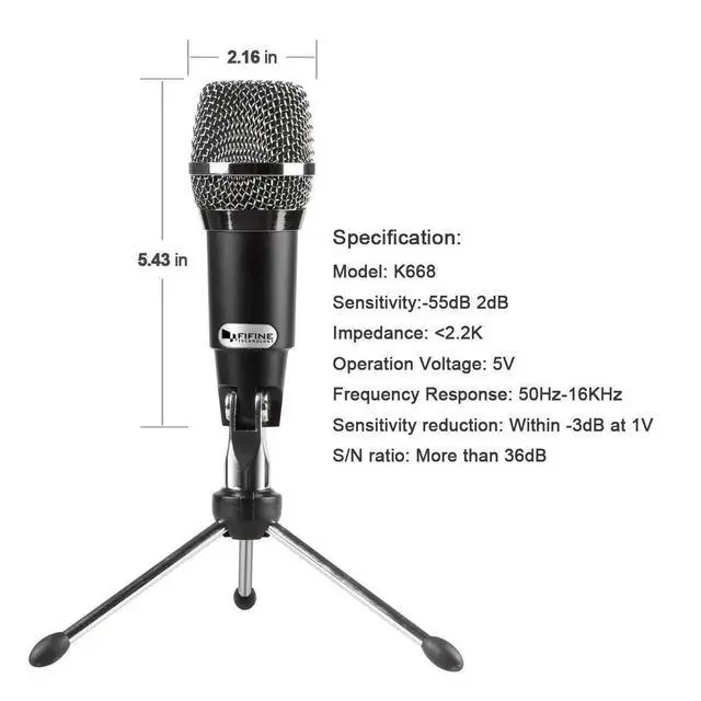 Alt view image 3 of 7 - Deuninker USB Microphone and Over Ear Headphones, Condenser Home Studio Computer Microphone, Monitor Headphones Wired for Recording Streaming Podcast YouTube Skype Games (K668+H8)