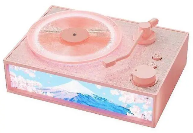 Main image of Ecocleanpath Retro Record Bluetooth Speaker with Light & Fragrance Diffuser - 5W Hi-Fi Sound, 360° Aroma (White/Pink)