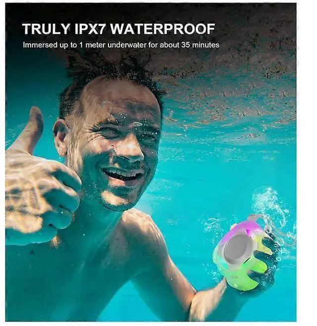 Alt view image 4 of 5 - Ecocleanpath IPX7 Waterproof Bluetooth Speaker with Color Lights, Floating, 24H Playtime, TWS Stereo (Transparent)
