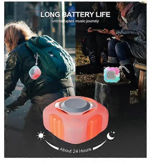 Alt view image 5 of 5 - Ecocleanpath IPX7 Waterproof Bluetooth Speaker with Color Lights, Floating, 24H Playtime, TWS Stereo (Transparent)