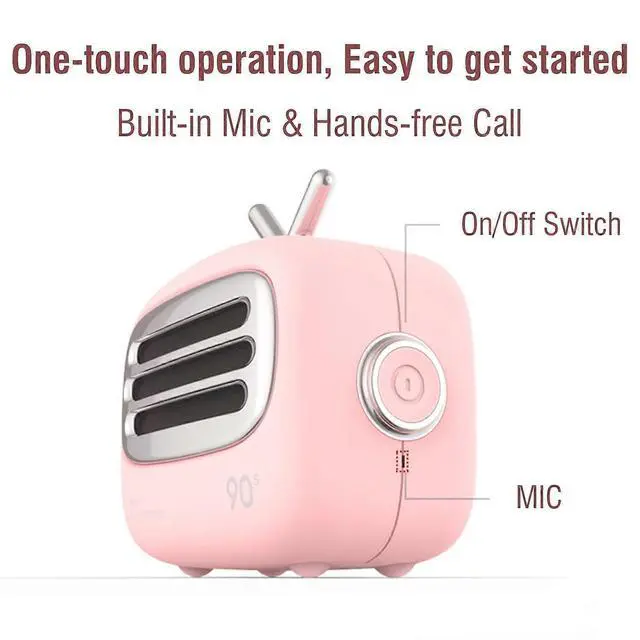 Alt view image 3 of 5 - Ecocleanpath Retro Mini TV Bluetooth Speaker with TWS, 10H Playback, Hands-Free Call - Pink
