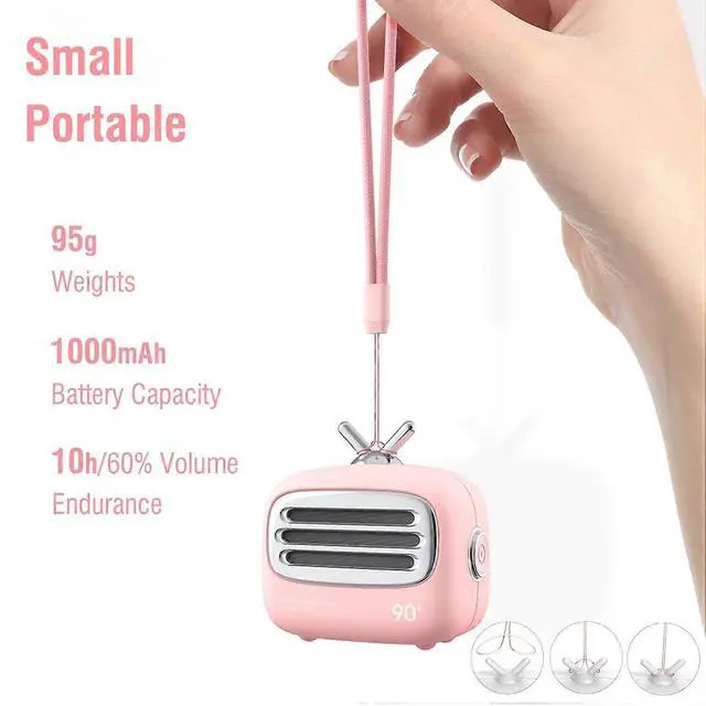 Alt view image 2 of 5 - Ecocleanpath Retro Mini TV Bluetooth Speaker with TWS, 10H Playback, Hands-Free Call - Pink