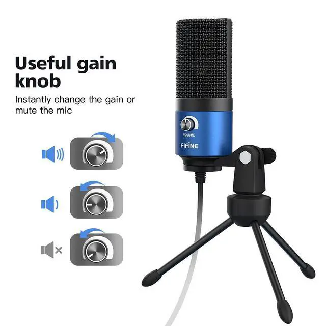 Alt view image 2 of 7 - Deuninker USB Computer Microphone for Recording YouTube Video Voice Over Vocals for Mac & PC, Condenser Mic with Gain Control for Home Studio, Plug & Play - K669L