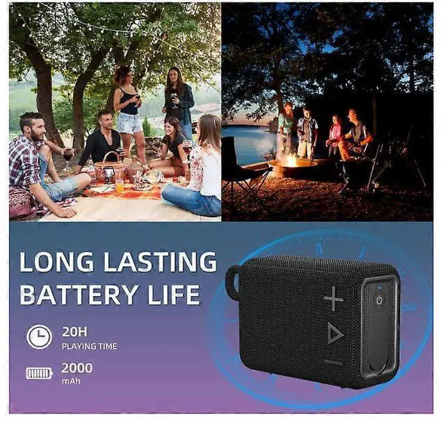Alt view image 3 of 5 - Ecocleanpath G30 Mini Waterproof Bluetooth Speaker, IP66 Dustproof & Shockproof, TWS Stereo, 12H Playtime, Black