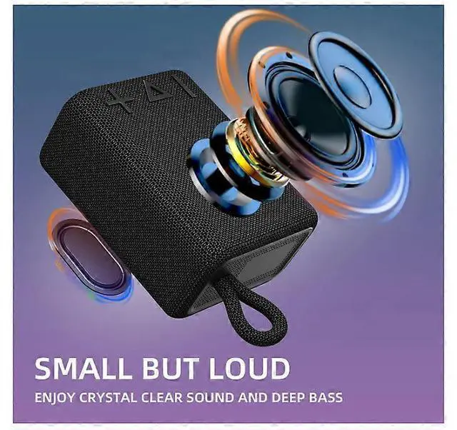 Alt view image 2 of 5 - Ecocleanpath G30 Mini Waterproof Bluetooth Speaker, IP66 Dustproof & Shockproof, TWS Stereo, 12H Playtime, Black