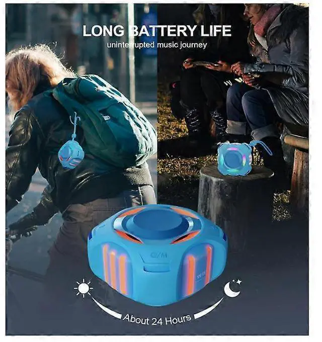 Alt view image 4 of 5 - Ecocleanpath Waterproof Bluetooth Speaker IPX7 with Multi-Color Lights, Floating, 25H Playtime, Loud Stereo Sound (Blue)