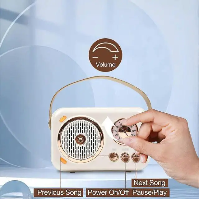 Alt view image 4 of 5 - Ecocleanpath Retro Bluetooth Karaoke Speaker with 2 Mics, Portable Home Party Machine for Kids & Adults (Beige)