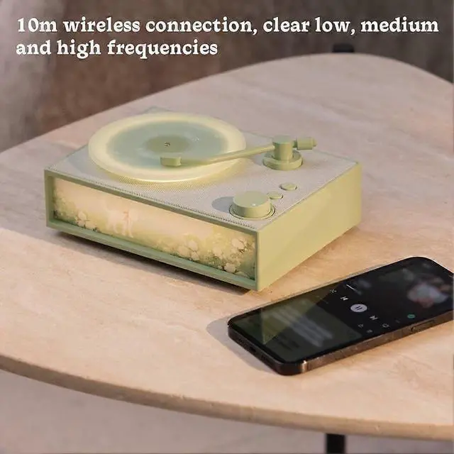 Alt view image 5 of 5 - Ecocleanpath Retro Record Bluetooth Speaker with Light & Fragrance Diffuser, 5W Sound, White/Yellow