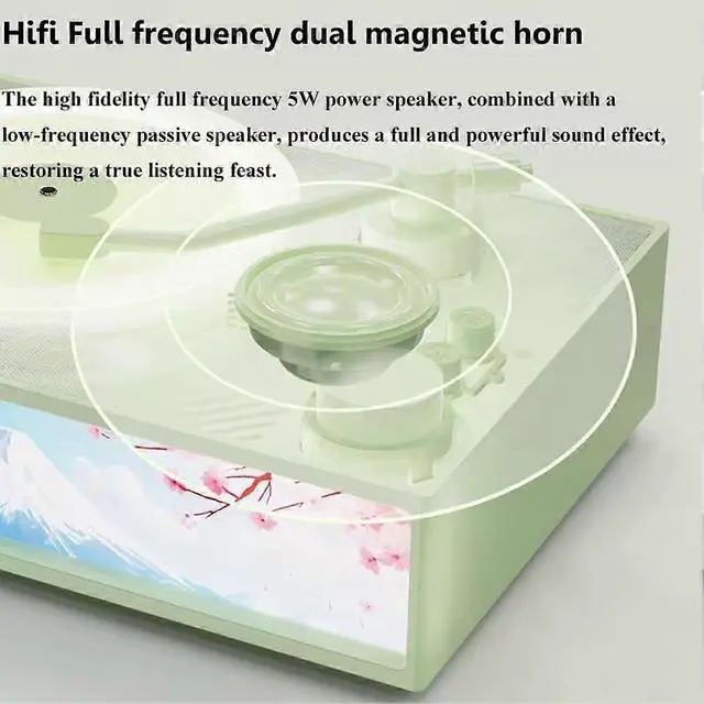Alt view image 4 of 5 - Ecocleanpath Retro Record Bluetooth Speaker with Light & Fragrance Diffuser, 5W Sound, White/Yellow
