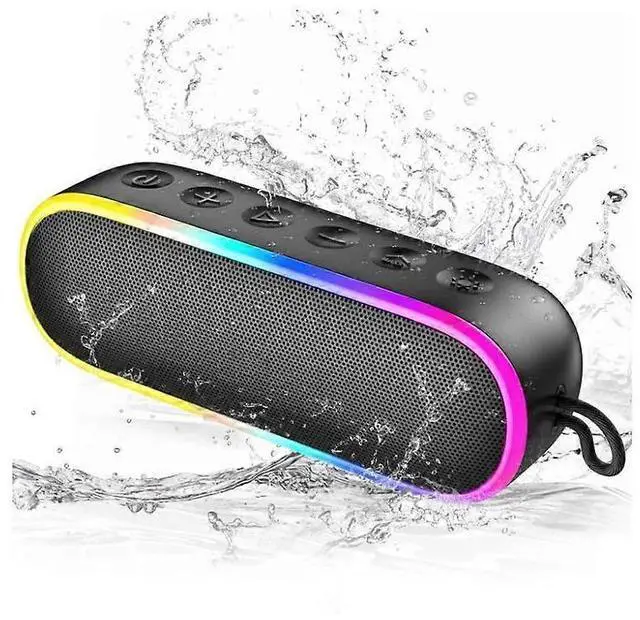 Main image of Ecocleanpath 20W IPX7 Waterproof Bluetooth Shower Speaker with Extra Bass & Dynamic Lights, Black