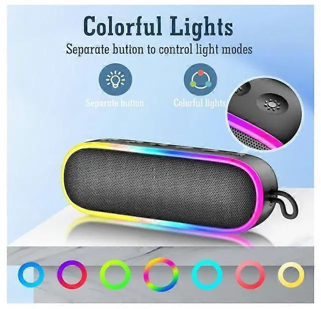 Alt view image 4 of 5 - Ecocleanpath 20W IPX7 Waterproof Bluetooth Shower Speaker with Extra Bass & Dynamic Lights, Black
