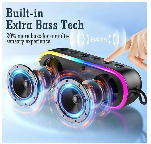Alt view image 3 of 5 - Ecocleanpath 20W IPX7 Waterproof Bluetooth Shower Speaker with Extra Bass & Dynamic Lights, Black