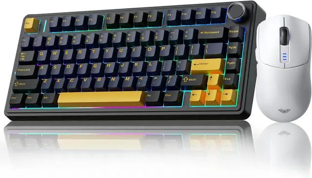 Main image of AULA Gaming Keyboard and Mouse Combo, 75% Wireless Mechanical Keyboards, Gasket Hot Swappable Custom Keyboard+SC580 Wireless Gaming Mouse White