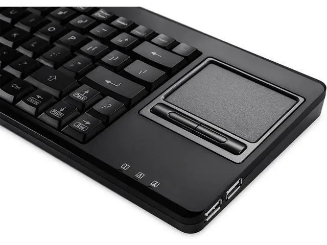 Alt view image 2 of 6 - Perixx PERIBOARD-515H Wired USB Keyboard with Touchpad, Compact Trackpad Keyboard with 2 Hubs, Black, US English Layout (11049)
