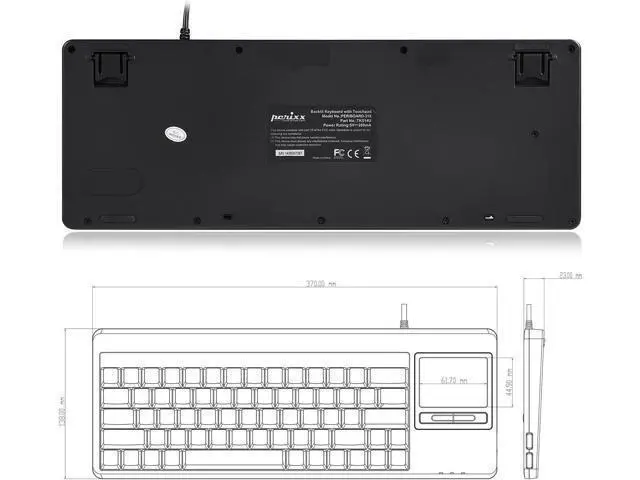 Alt view image 4 of 6 - Perixx PERIBOARD-515H Wired USB Keyboard with Touchpad, Compact Trackpad Keyboard with 2 Hubs, Black, US English Layout (11049)