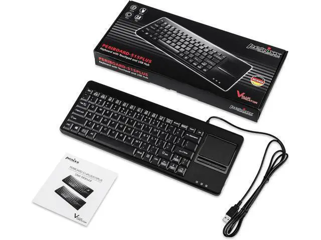 Alt view image 5 of 6 - Perixx PERIBOARD-515H Wired USB Keyboard with Touchpad, Compact Trackpad Keyboard with 2 Hubs, Black, US English Layout (11049)