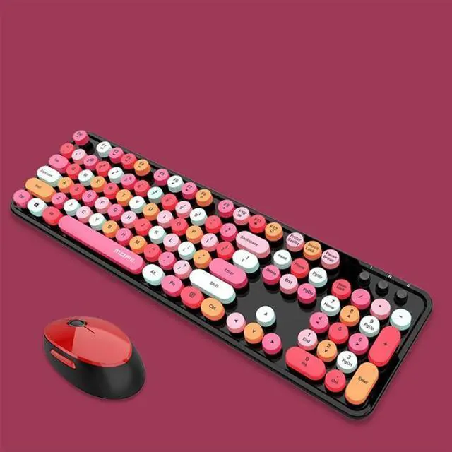 Alt view image 6 of 10 - Mofii Sweet Wireless Keyboard And Mouse Set Girls Punk Keyboard Office Set, Colour: Lipstick Mixed