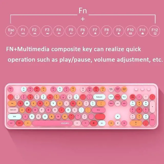 Alt view image 8 of 10 - Mofii Sweet Wireless Keyboard And Mouse Set Girls Punk Keyboard Office Set, Colour: Lipstick Mixed