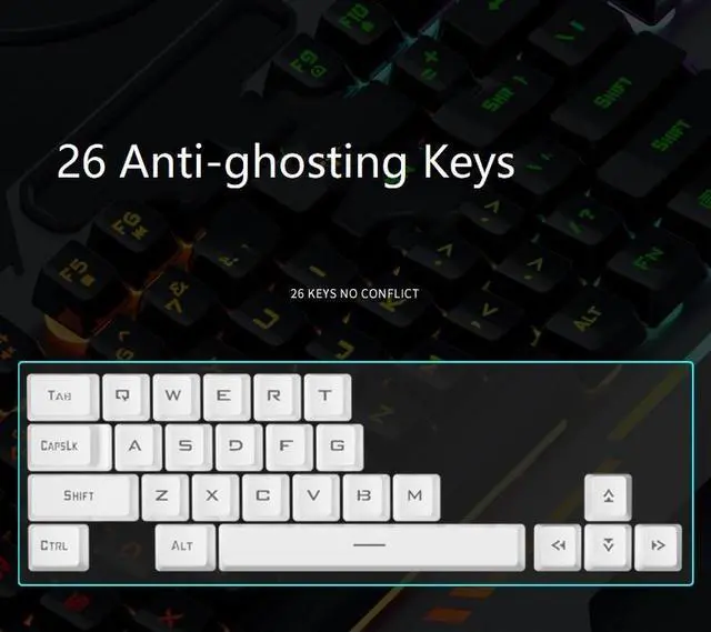 Alt view image 8 of 12 - AULA F3010 Ergonomic Design Mechanical Feeling Gaming Keyboard with Cool Backlit and 2400DPI Macro Mouse Combo for Gaming and Office, 26 Non-conflicting Keys