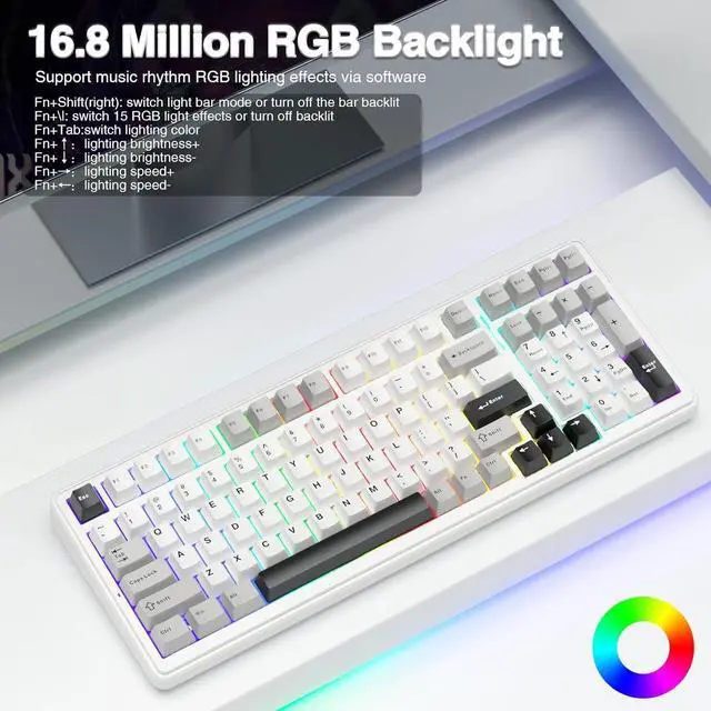 Alt view image 13 of 14 - AULA F99 Wireless Mechanical Keyboard,Tri-Mode Bluetooth 5.0/2.4GHz/USB-C Hot Swappable Custom Keyboard,Pre-lubed Linear Switches,Gasket Structure,RGB Backlit Gaming Keyboard for PC/Tablet/PS/Xbox