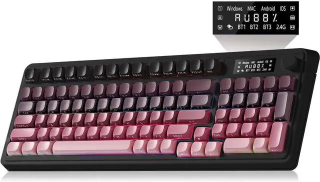 Alt view image 6 of 10 - AULA S99 Pro Keyboard, Wireless Keyboards with Media Knob Custom RGB Backlit, 3-Modes BT/2.4G/USB-C Membrane Gaming Creamy Keyboard for Windows/MAC/PC Gamer - Black Pink