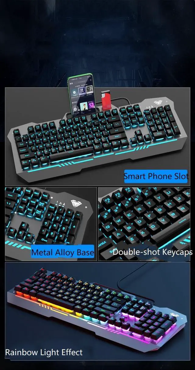 Alt view image 12 of 12 - AULA F3010 Ergonomic Design Mechanical Feeling Gaming Keyboard with Cool Backlit and 2400DPI Macro Mouse Combo for Gaming and Office, 26 Non-conflicting Keys