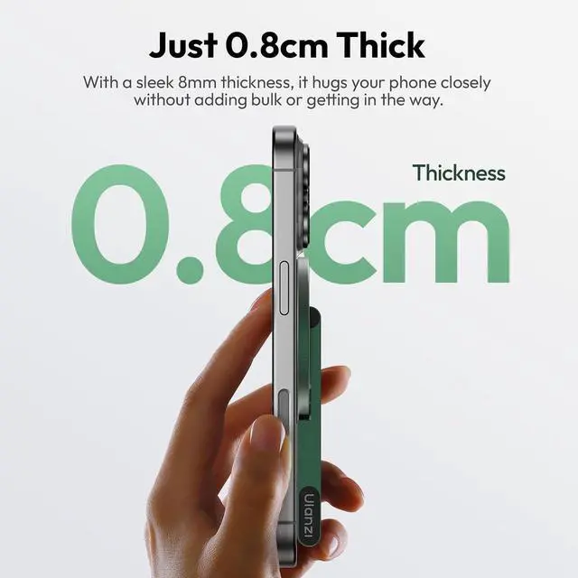 Alt view image 3 of 7 - Deuninker MA60 Magnetic Phone Tripod Stand for iPhone 17 16 15 14 13 12 - Ultra Thin 0.8cm Foldable Aluminum Mini Tripod, Strong N52 Magnet Quick Mount, Pocket Cell Phone Stand, Green