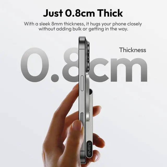 Alt view image 3 of 7 - Deuninker MA60 Magnetic Phone Tripod Stand for iPhone 17 16 15 14 13 12 - Ultra Thin 0.8cm Foldable Aluminum Mini Tripod, Strong N52 Magnet Quick Mount, Pocket Cell Phone Stand, Silver
