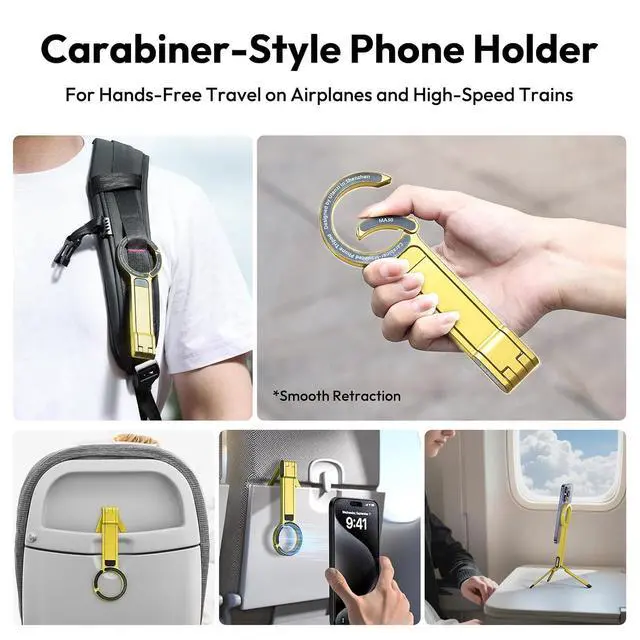 Alt view image 2 of 7 - Deuninker MA30 Magnetic Phone Tripod Stand for iPhone - Aluminium Maglock Smartphone Mini Tripod Pocket Cell Phone Stand Strong Magnet Quick Mount Compatible with iPhone 17 16 15 14 13 12 Series, Gold