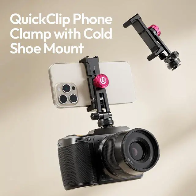 Alt view image 6 of 6 - Deuninker MA61 Metal Phone Tripod Mount with Cold Shoe, 360° Adjustable Hot Shoe Camera Phone Mount for iPhone 17 16 15 14 Pro Max, Samsung, Aluminum Alloy Clamp for Vlogging, Live Streaming, Video