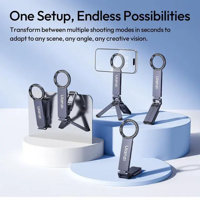 Alt view image 2 of 7 - Deuninker MA58 Magnetic Phone Tripod for iPhone with Hard Drive Enclosure, 360° Rotation, Uka Arca-Swiss Mount, 1/4" Mount, Fits SSD 2230/2242, Foldable Hook&52N Strong Magnet for iPhone 12-17 Pro Max