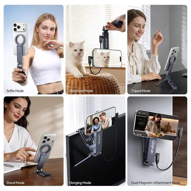 Alt view image 5 of 7 - Deuninker MA58 Magnetic Phone Tripod for iPhone with Hard Drive Enclosure, 360° Rotation, Uka Arca-Swiss Mount, 1/4" Mount, Fits SSD 2230/2242, Foldable Hook&52N Strong Magnet for iPhone 12-17 Pro Max