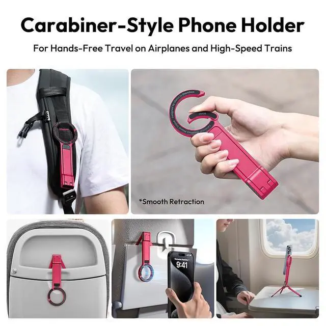 Alt view image 2 of 7 - Deuninker MA30 Magnetic Phone Tripod Stand for iPhone - Aluminium Maglock Smartphone Mini Tripod Pocket Cell Phone Stand Strong Magnet Quick Mount Compatible with iPhone 17 16 15 14 13 12 Series, Red